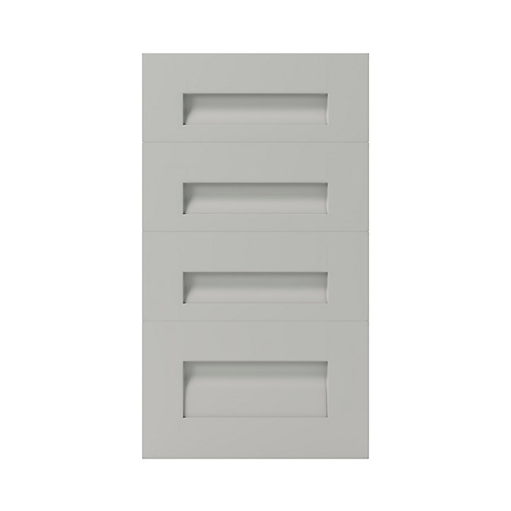 Façade de cuisine 3 tiroirs et 1 casserolier Garcinia gris ciment mat l. 40 cm x H. 72 cm GoodHome