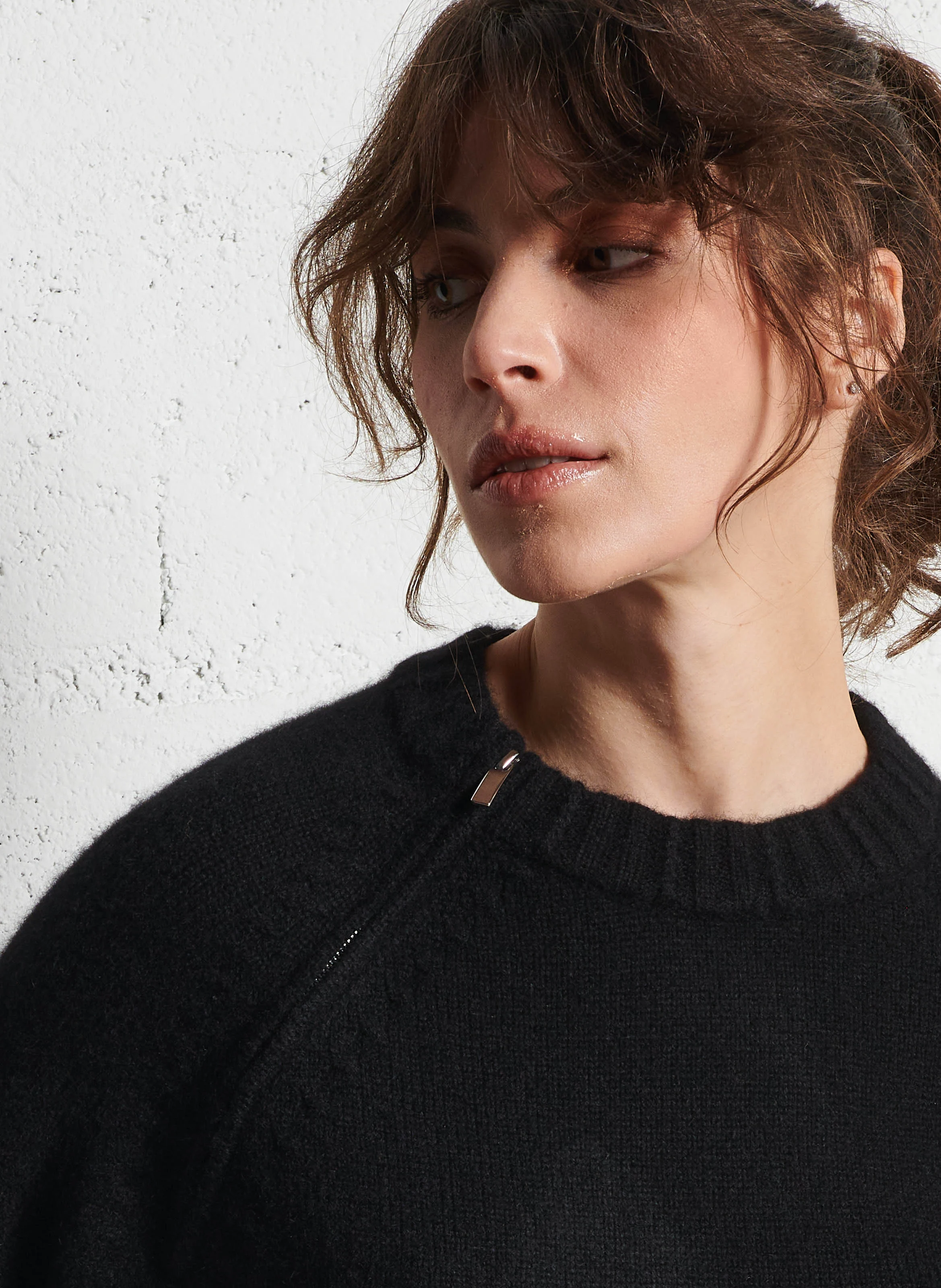 CORVY - Pull court col rond en cachemire | Noir