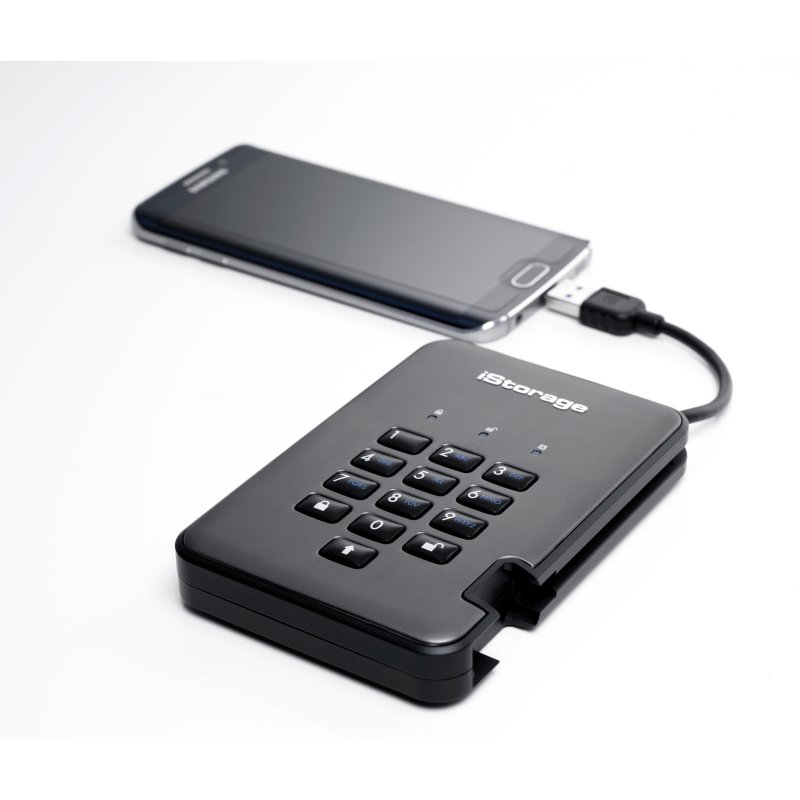 iStorage diskAshur PRO2 256-bit 512GB USB 3.2 FIPS Level 3 certified, secure encrypted solid-state drive IS-DAP2-256-SSD-512-C-X
