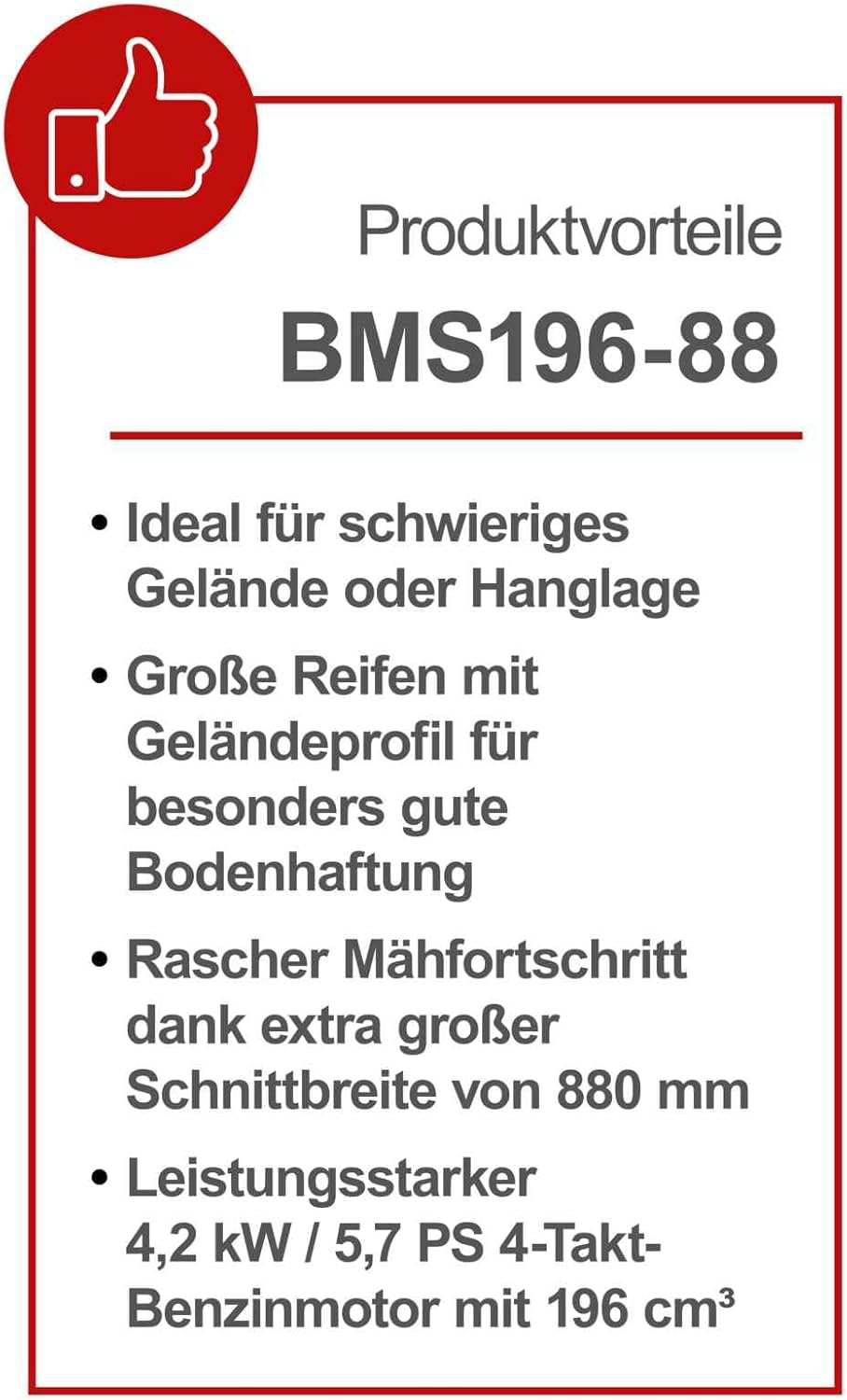 Scheppach Benzin Balkenmäher BMS196-88 | Schnittbreite 880mm | Schnitthöhe 30-60mm | 5,7 PS / 196ccm | für Rasenflächen bis 3000m² | Rasenmäher mit Radantrieb | Hochgrasmäher | inkl. Motoröl