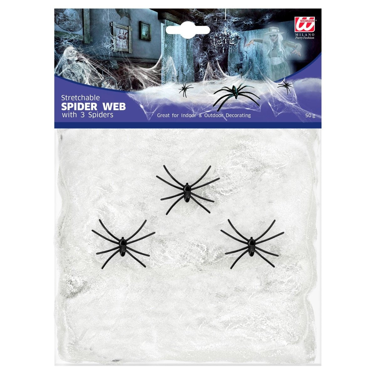 Halloween Spinnenweb Wit Met Spinnen 4 delig