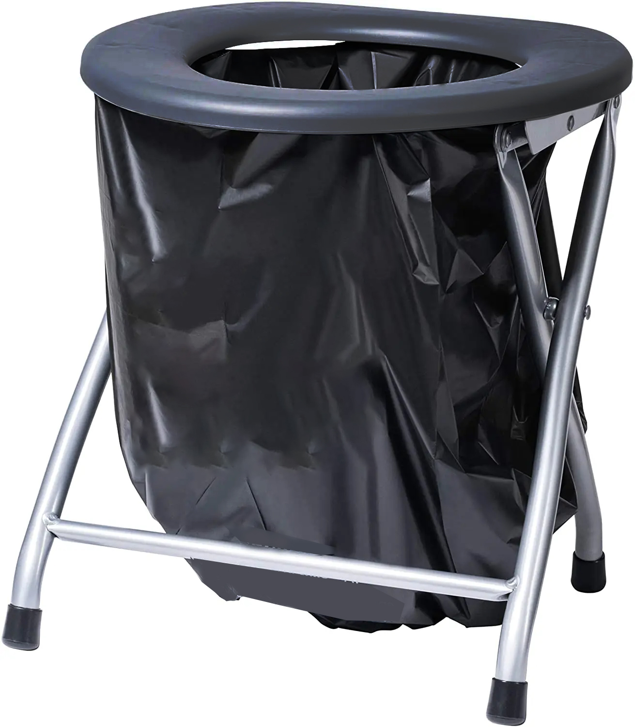 Klappbare Camping Toilette Outdoor WC Stuhl - Schwarz / Silber