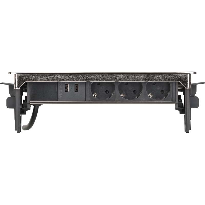 Brennenstuhl Indesk Power 1396200113 verzonken stekkerdoos 3-voudig met 2x USB