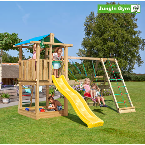 Jungle Gym Hut legetårn komplet inkl. klatrestativ ekskl. rutsjebane