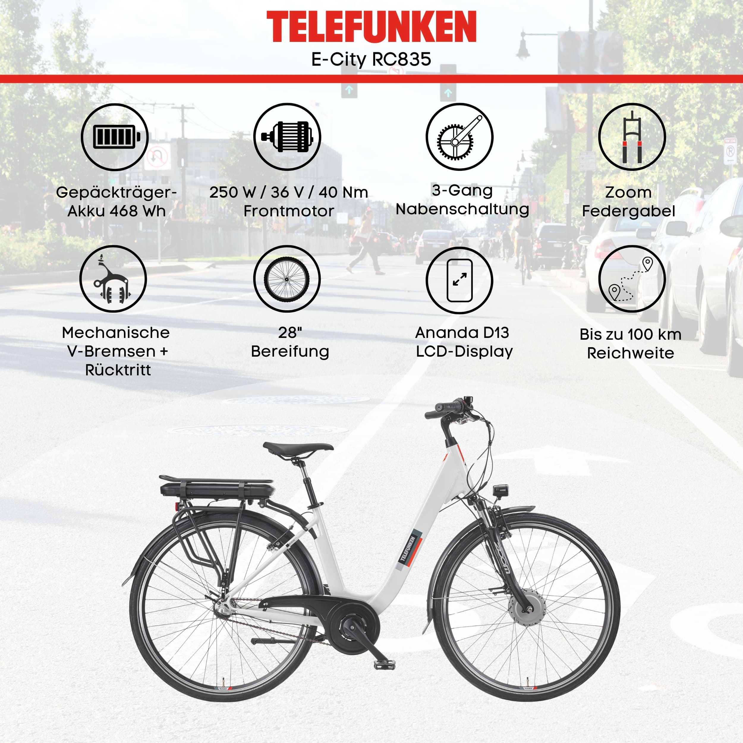 TELEFUNKEN RC835 E-City-Bike 28