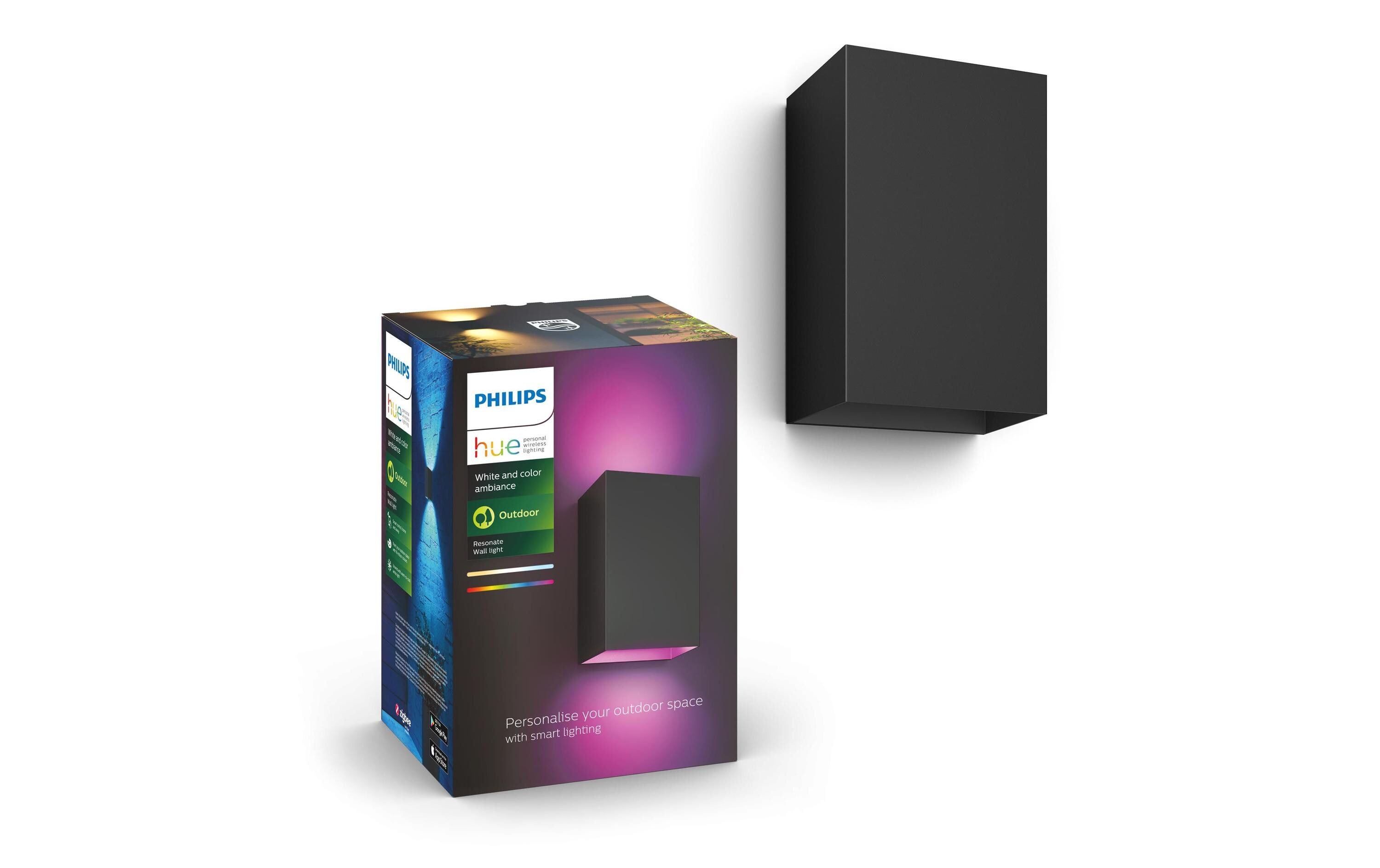 White & Color Ambiance Outdoor Resonate Wandleuchte Schwarz<br>Aussenleuchte Resonate Hue WACA, Schwarz