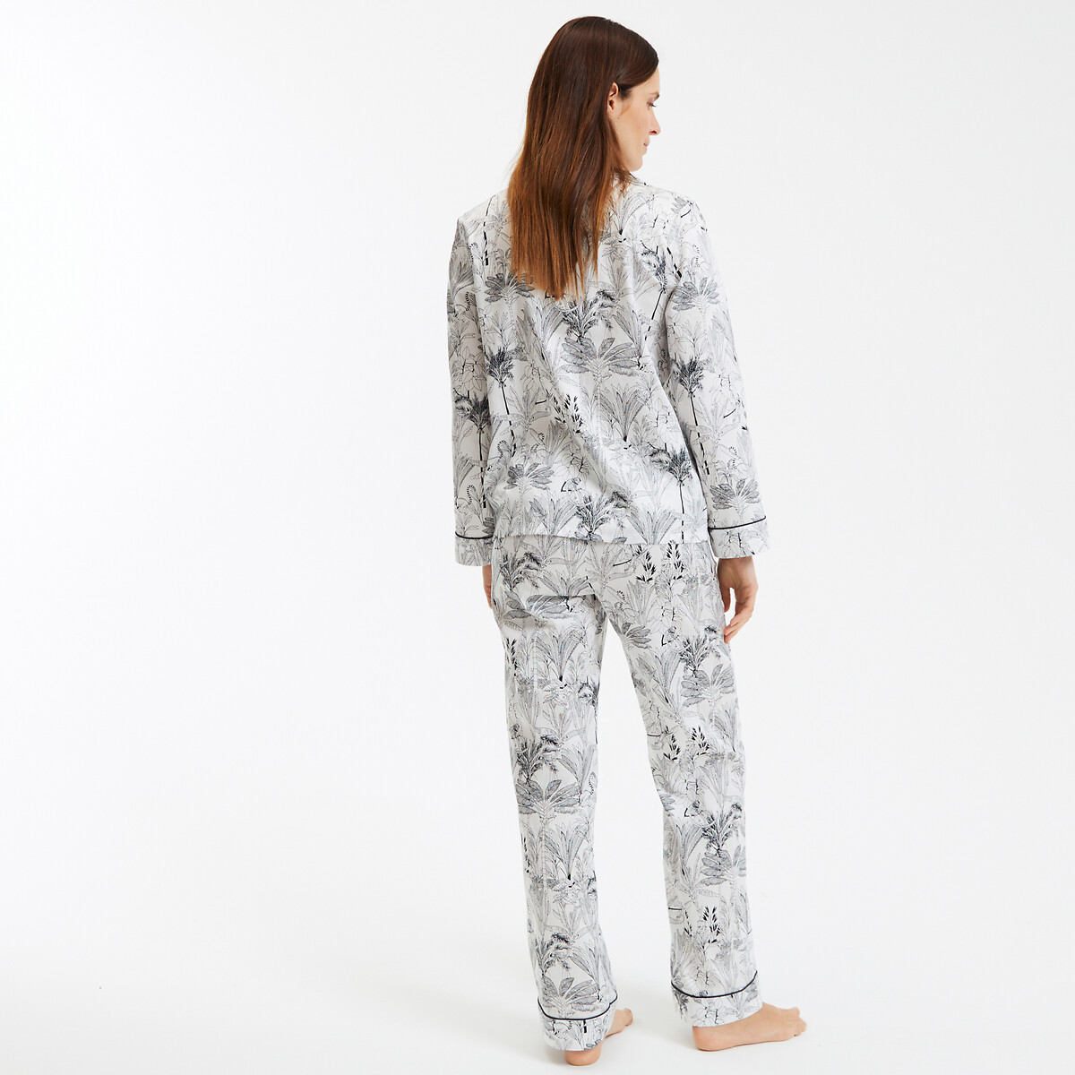 COLEÇÃO LA REDOUTE<br>Pijama de cetim de algodão com casaquinho