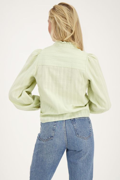 Groene blouse met bloemen tapes