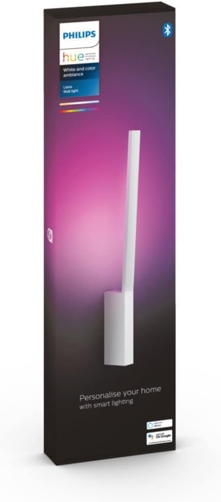 Philips Hue White & Col. Amb. LED Wandleuchte Liane, weiß, dimmbar, 16 Mio. Farben, steuerbar via App, kompatibel mit Amazon Alexa (Echo, Echo Dot)