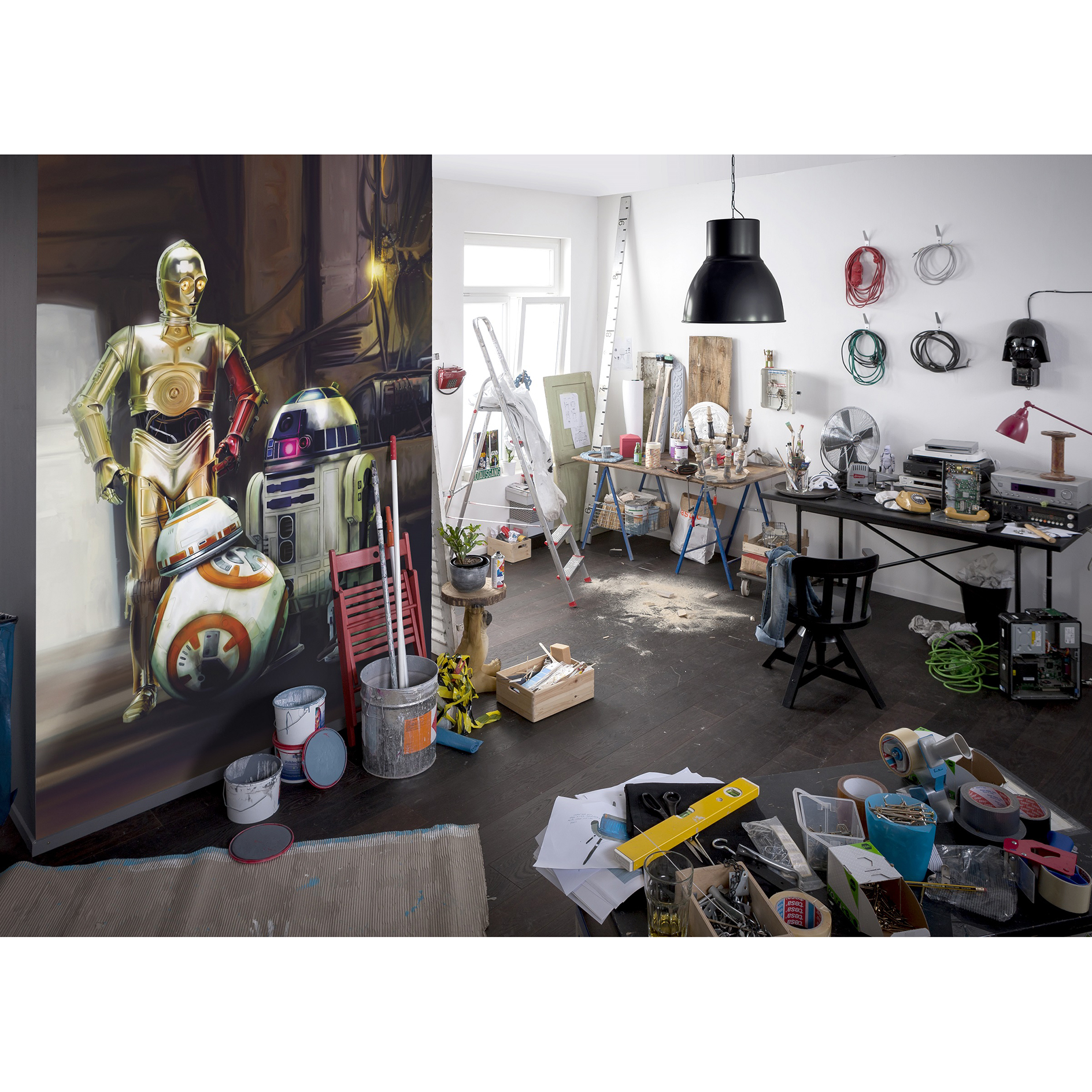 Papier-Fototapete STAR WARS THREE DROIDS - bunt - 184x254 cm