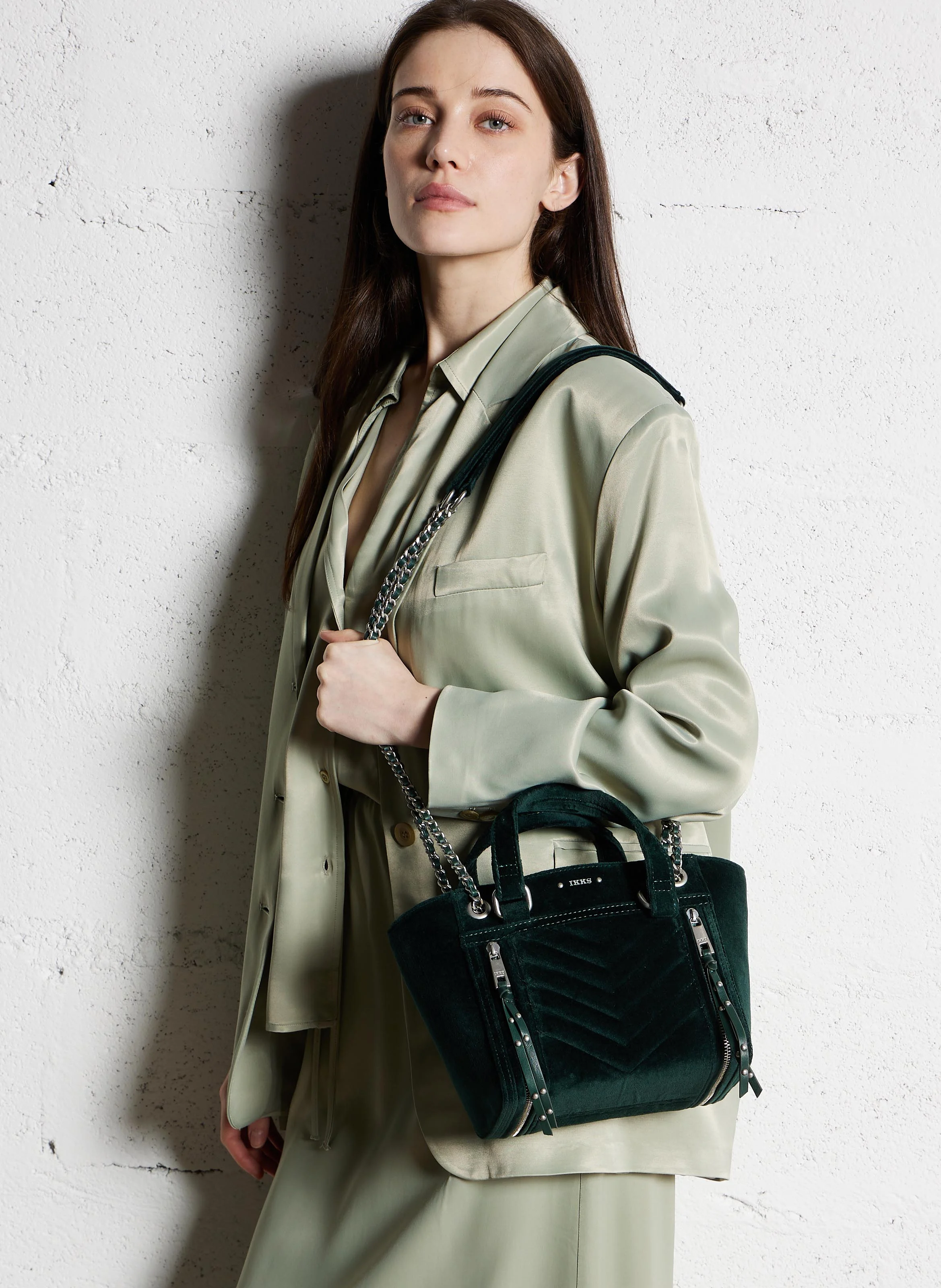 1440 - Sac cabas en velours | Vert
