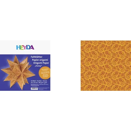 Heyda Faltpapier Paisley, ca. 15 x 15cm, 33 Blatt