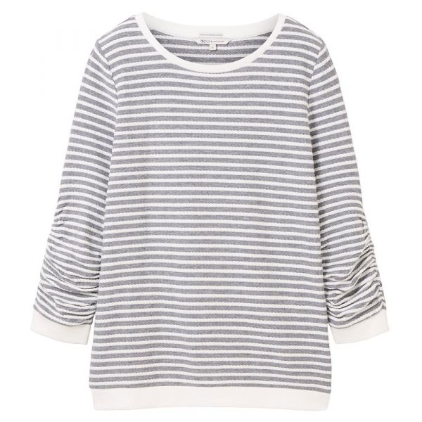Tom Tailor 1039980 Striped Jacquard Sweatshirt Cinzento S Mulher