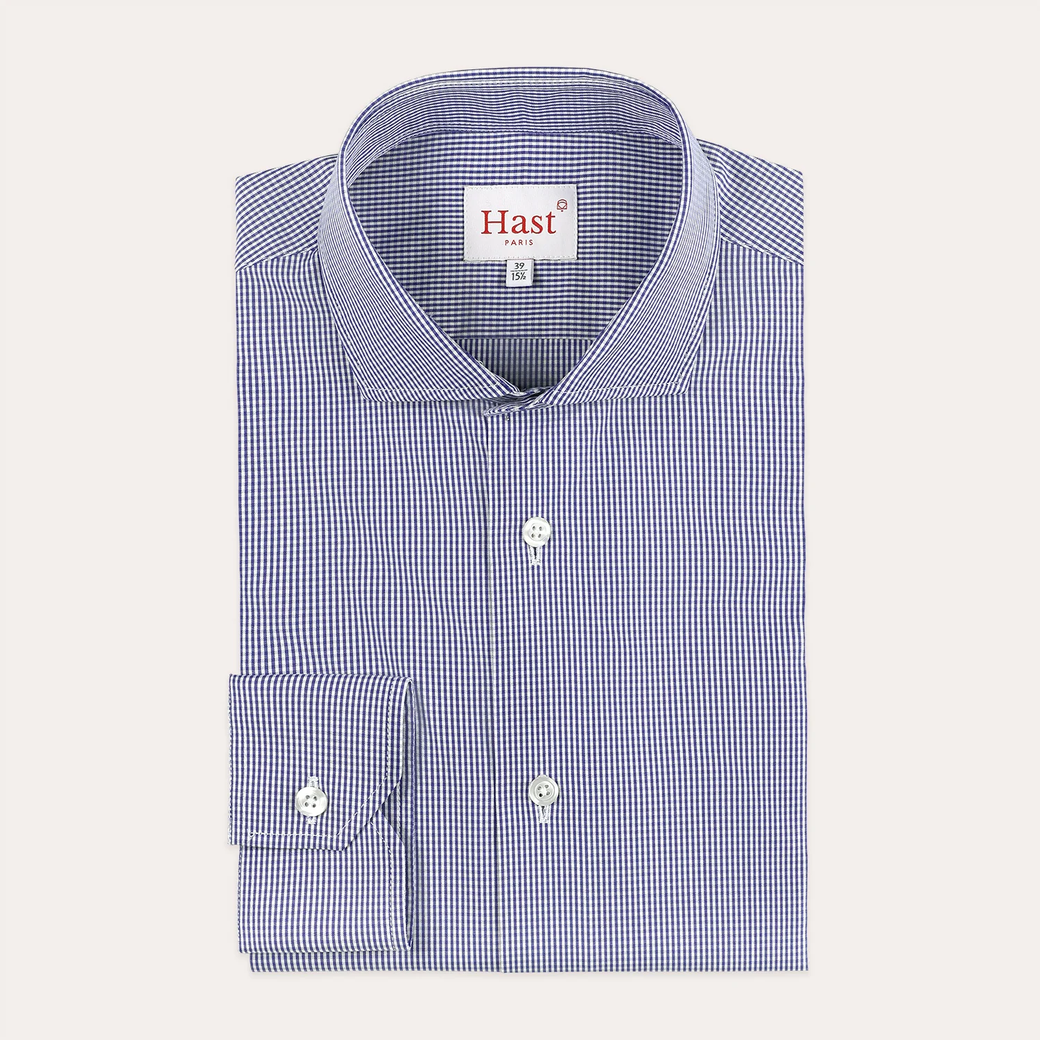 Blue gingham poplin shirt