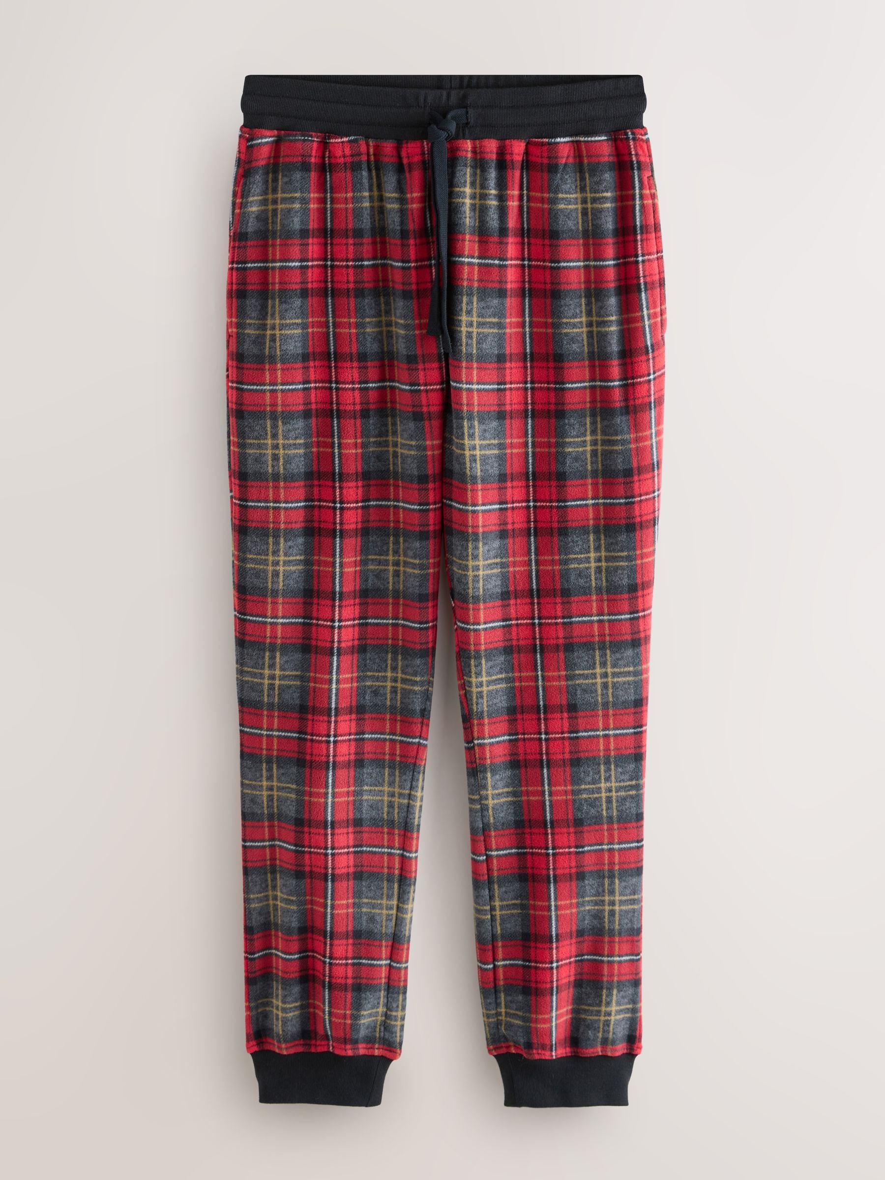 Rood met Schotse ruit - Thermische fleece pyjama's met ruit