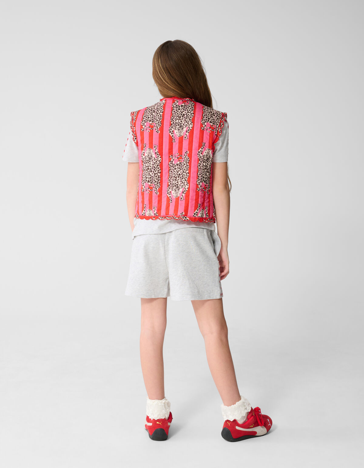 Quilted Leopard Gilet Roze