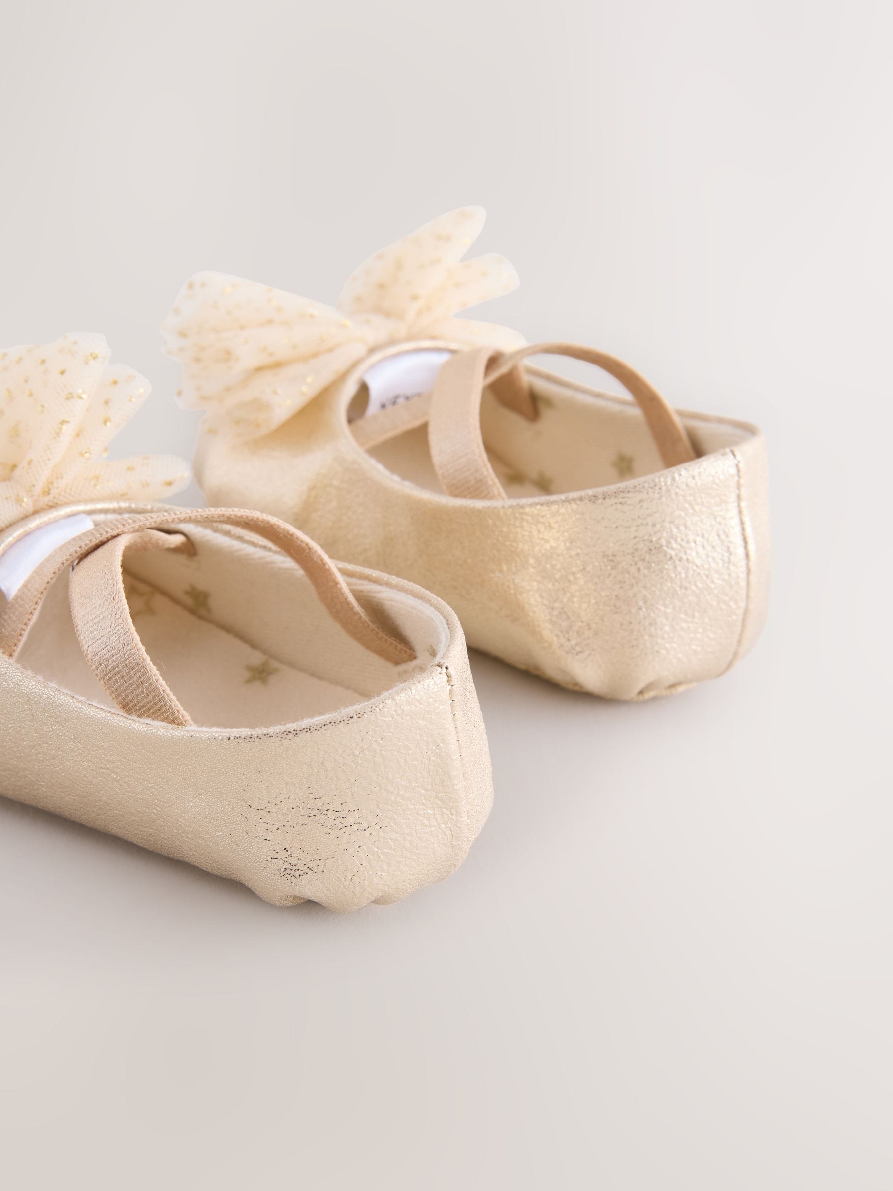 Goud - Feestelijke babyschoenen met strik (0-18mnd)