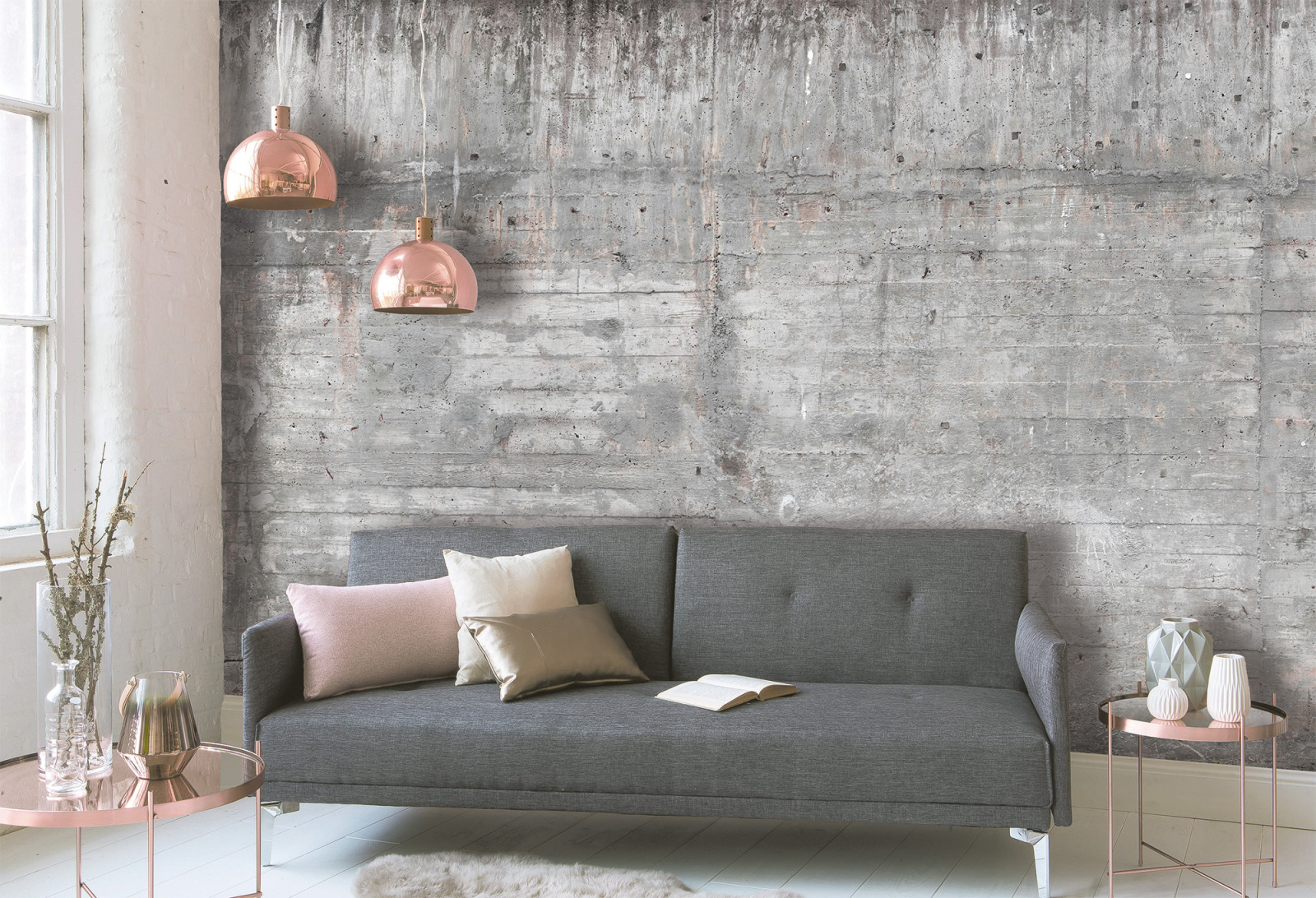 Fototapete DESIGNWALLS - grau-braun - Beton - 2,55 Meter