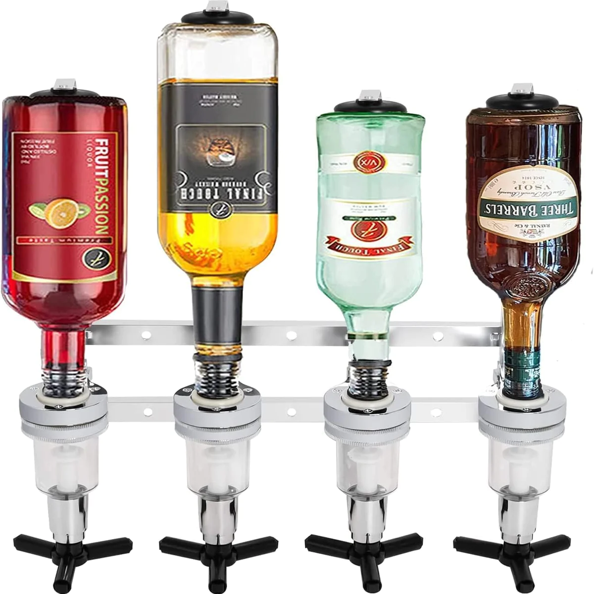 Support pour Bouteille Bar Murale 4 ports gris Vendos85