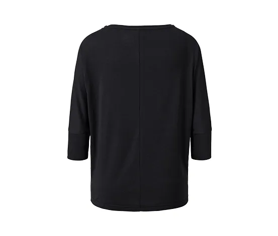3/4-Sport-und-Yogashirt, schwarz