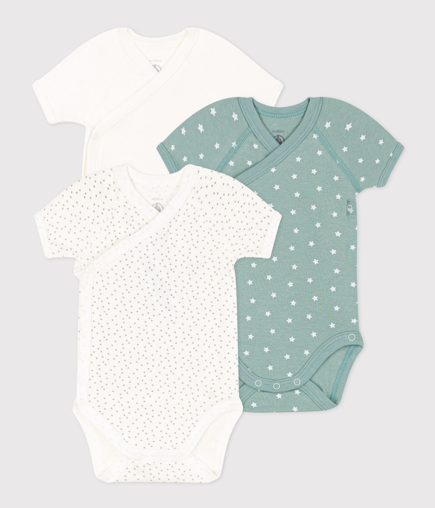 LOT DE 3 BODIES MANCHES COURTES BÉBÉ EN COTON