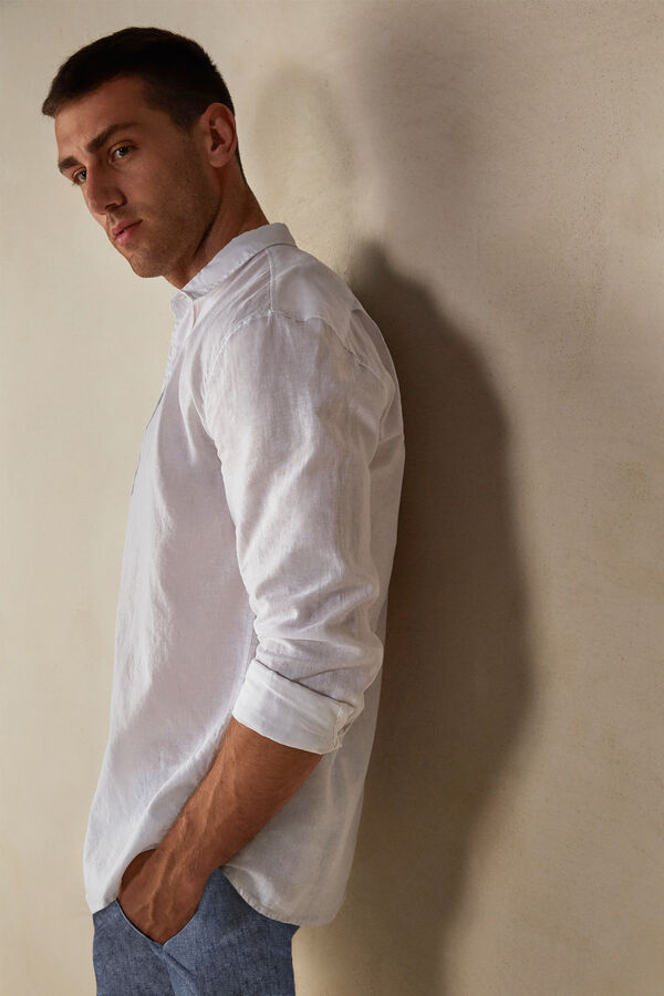 Camisa de linho e algodão