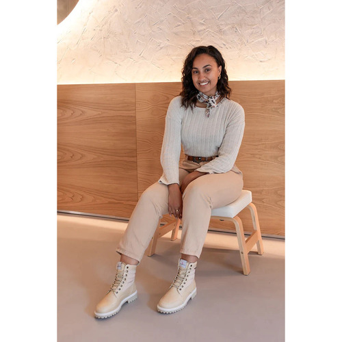 Beflamboyant - BEIGE COCO HIGH TOP VEGAN BOOTS Beige