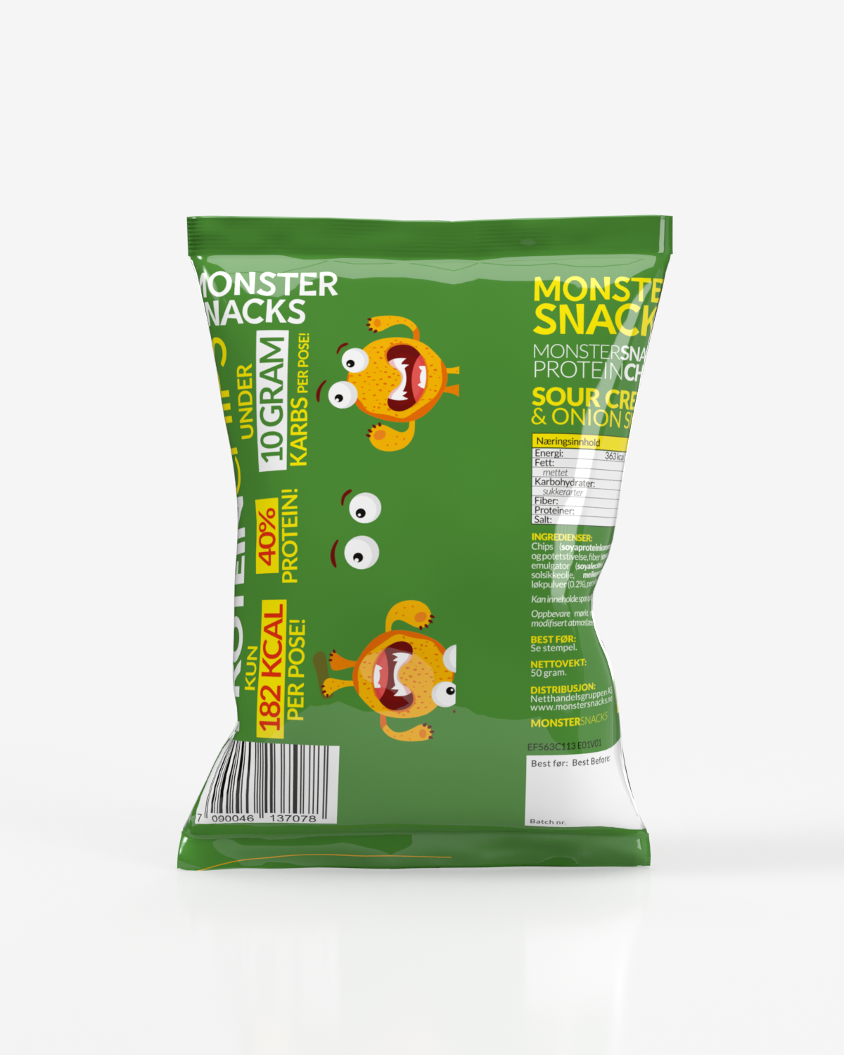 Monster Lavkarbo Protein Chips Sour Cream & Onion 50g
