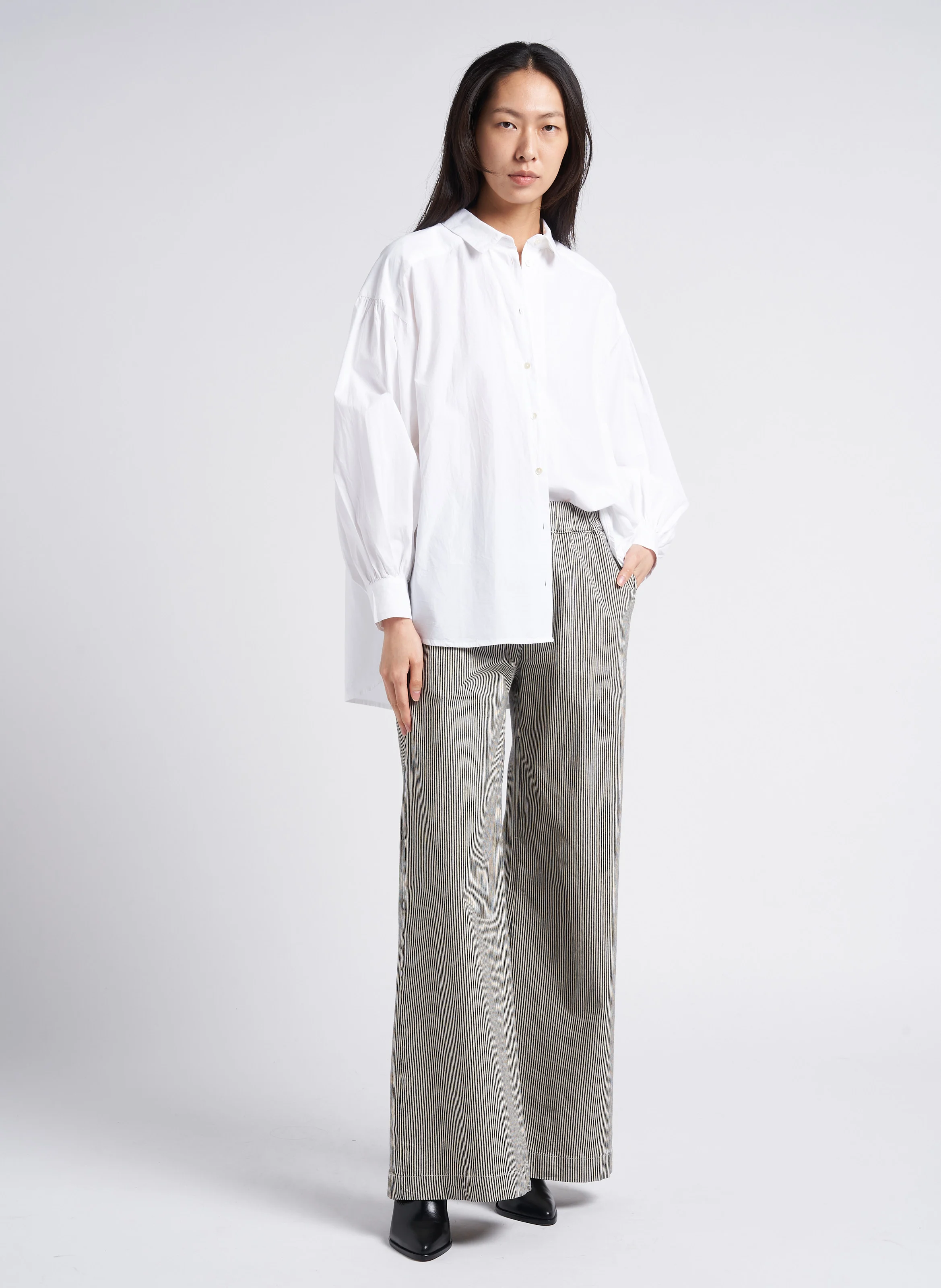 SARAH - Chemise ample col classique en coton | Blanc