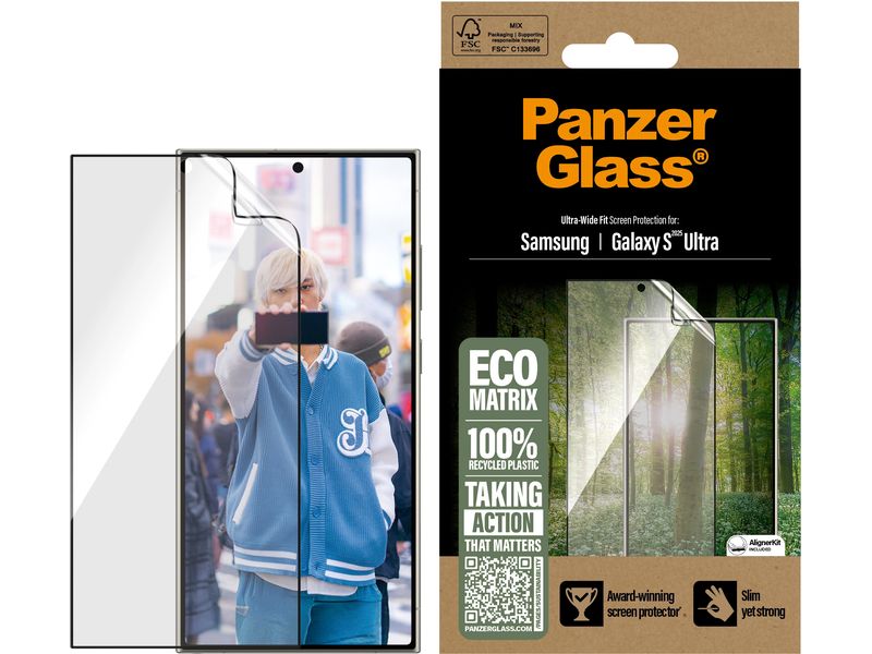 Panzerglass Displayschutz Ultra Wide Fit Eco Matrix Galaxy Display-Schutzfolie für das Samsung Galaxy S25 Ultra mit Applicator