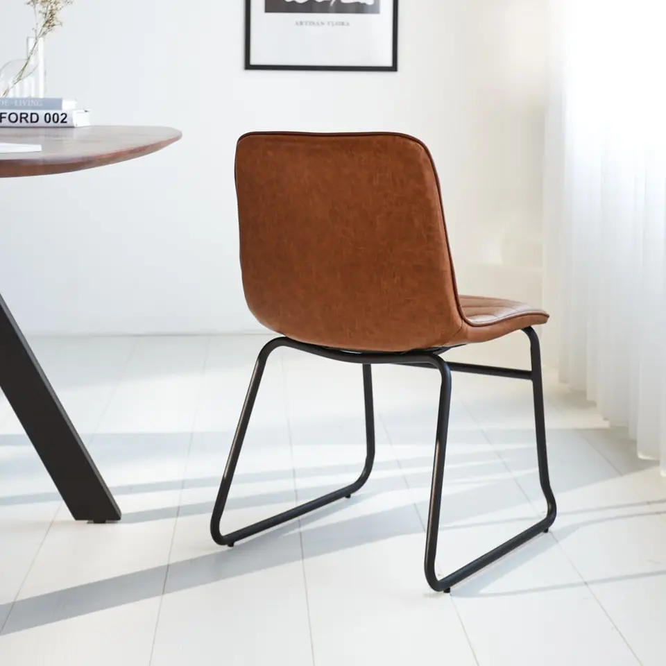Industriële eetkamerstoel Mark cognac - Kunstleder - Bruin