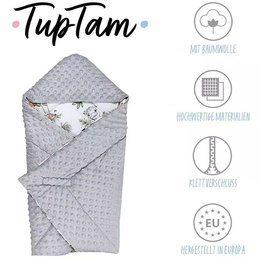 TupTam Baby Winter Einschlagdecke für Babyschale Wattiert grüngrau