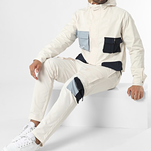 Ensemble Veste Zippée Et Pantalon Cargo BM1690 Beige