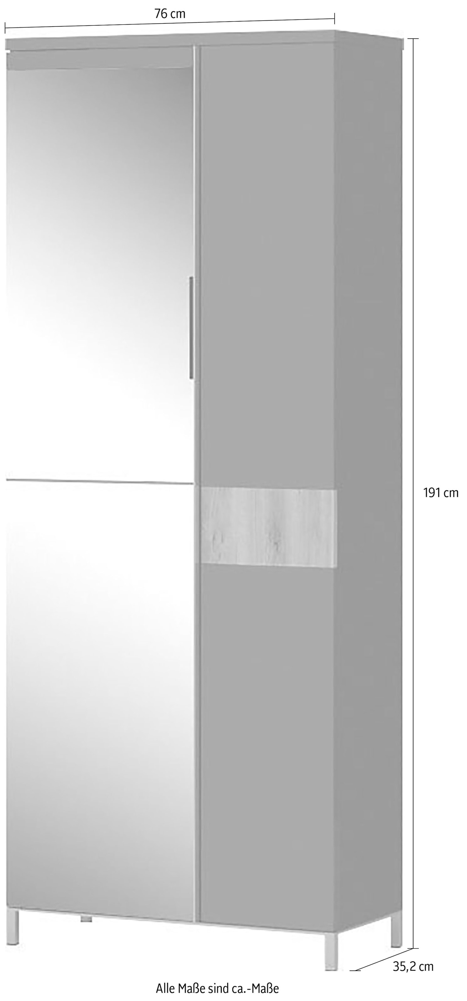 PLACES OF STYLE Garderobenschrank »Onyx« (H/B/T):191/76/35,2cm,  UV lackiert, mit Soft-Close-Funktion