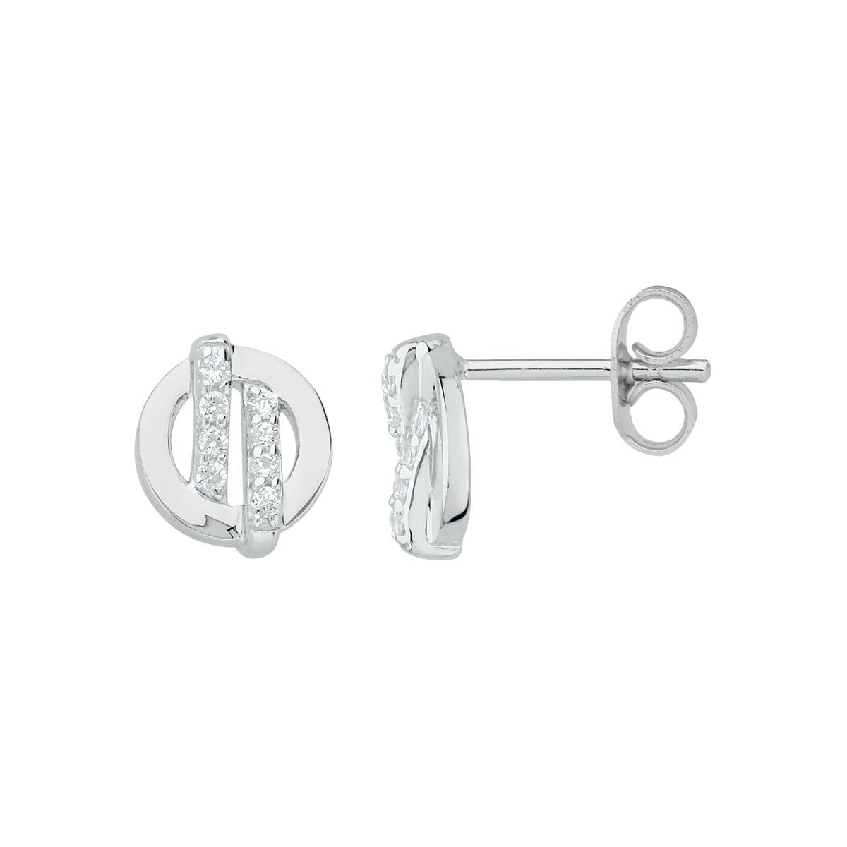 Boucles d'oreilles puces en Argent avec oxyde de zirconium blanc