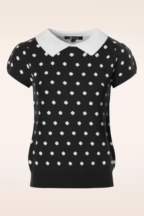 Mak Sweater Kristen Polkadot Trui in Zwart en Wit