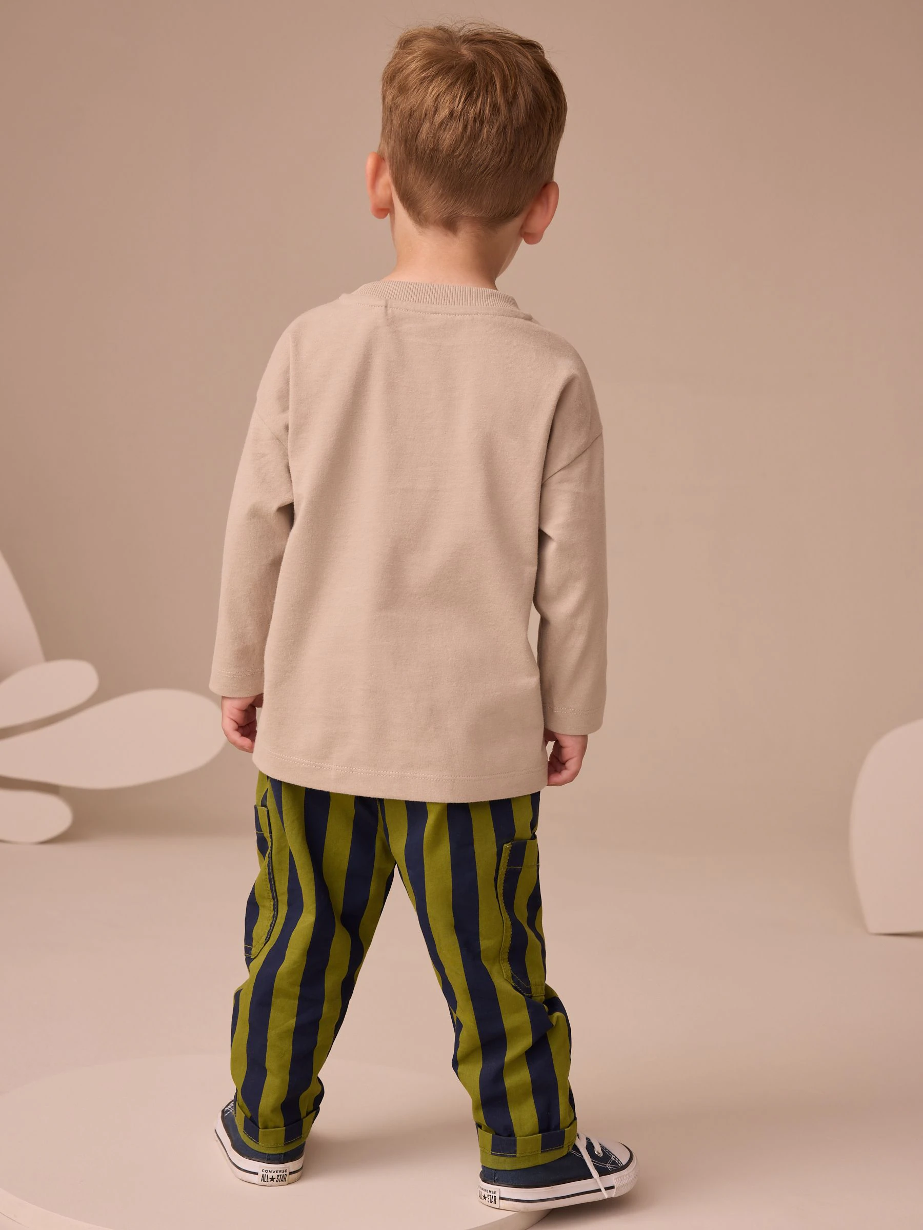 Blauw/groen met boerderij - Set met T-shirt met lange mouwen en broek (3mnd-7jr)