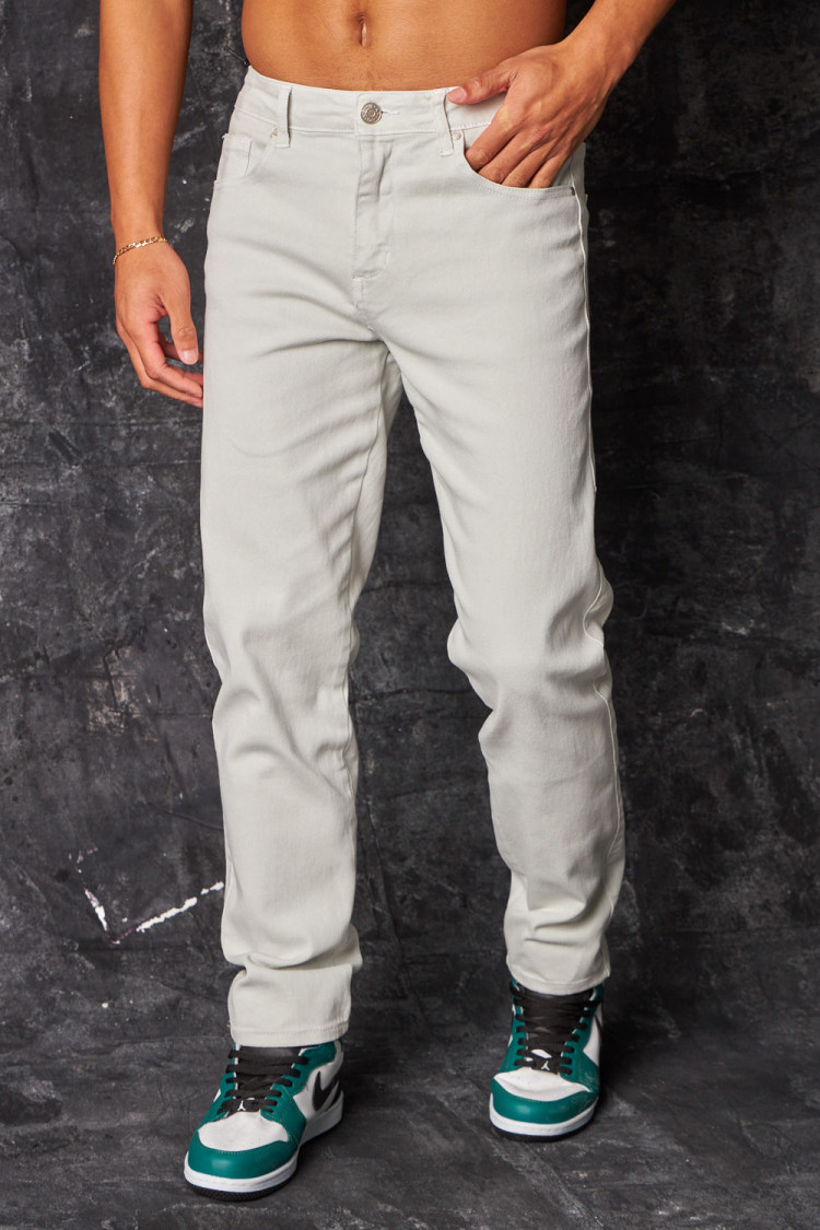 Jeans coupe droite gris clair