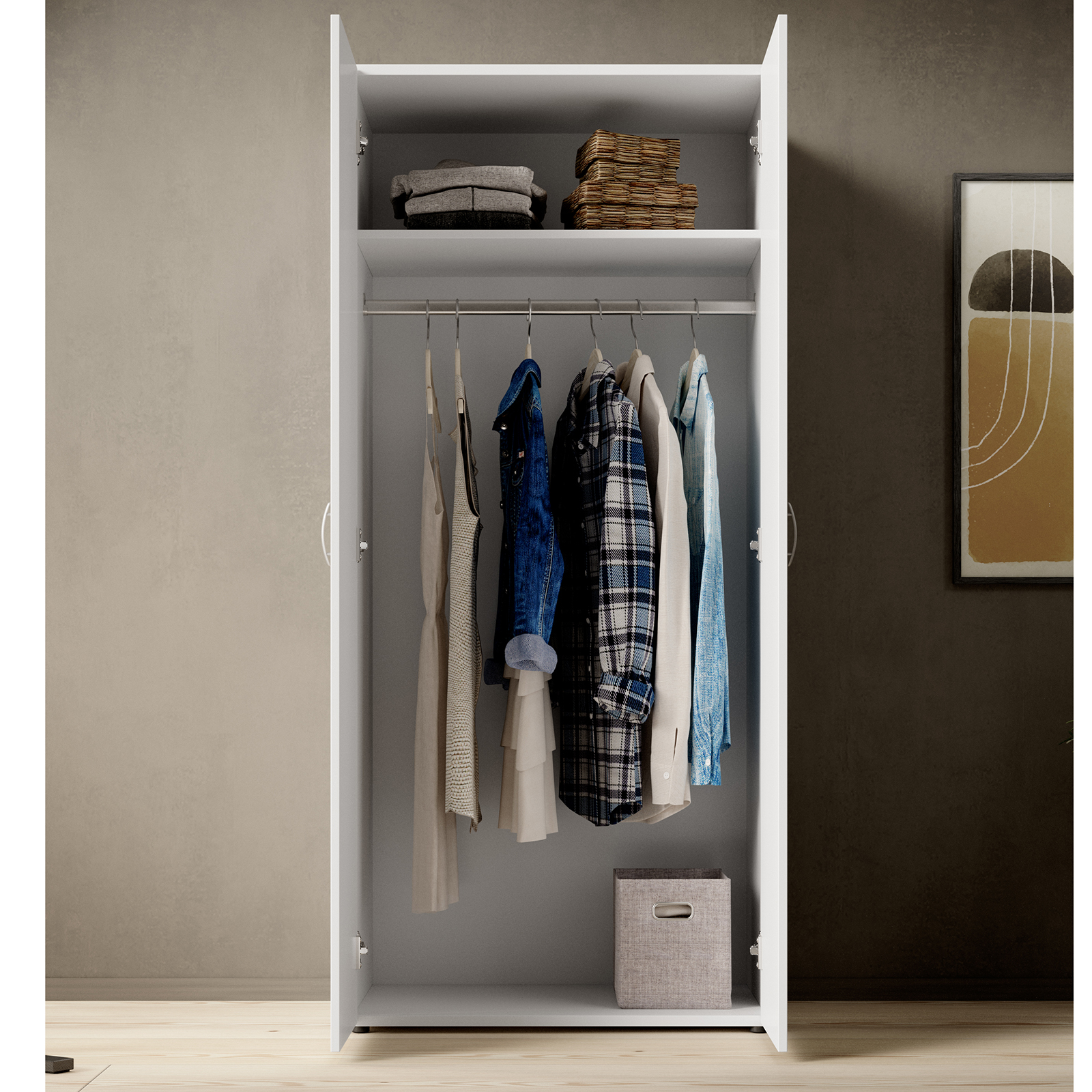 Drehtürenschrank - weiß - 2 Türen - 81 cm breit