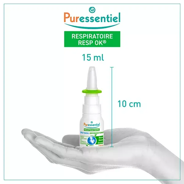 Spray Nasal Descongestionante Respiratório Puressentiel com Óleos Essenciais Orgânicos 15ml