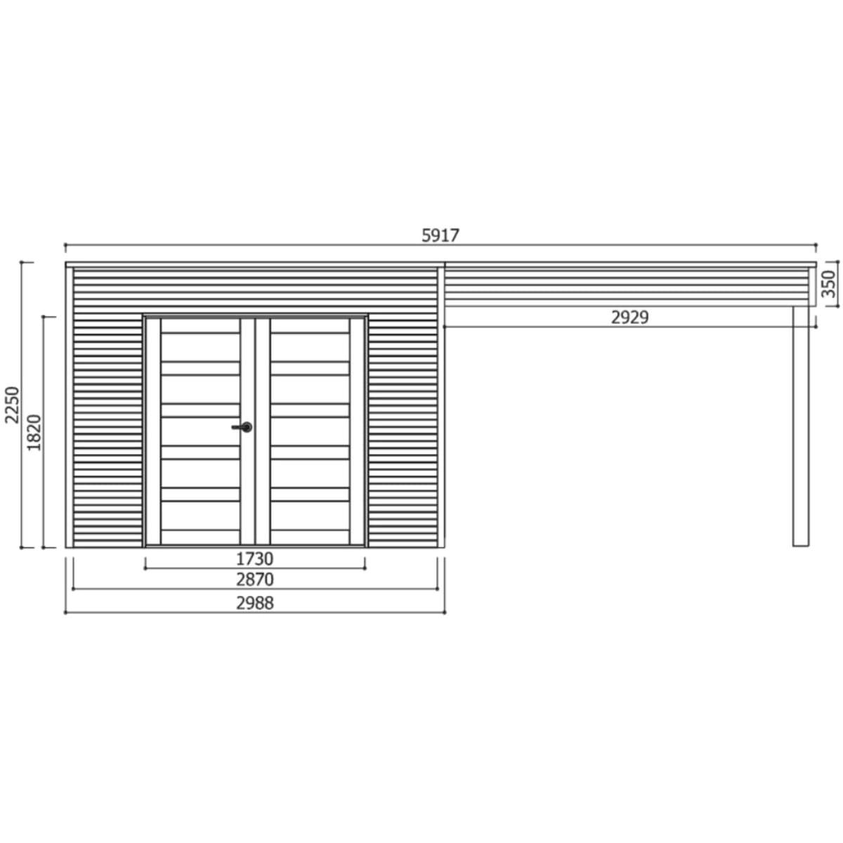 Abri de jardin en bois traité tarento avec auvent - 8 m²