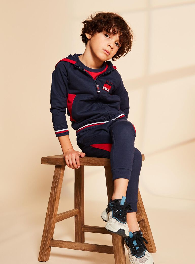 Sweat à capuche bleu marine à broderie M
