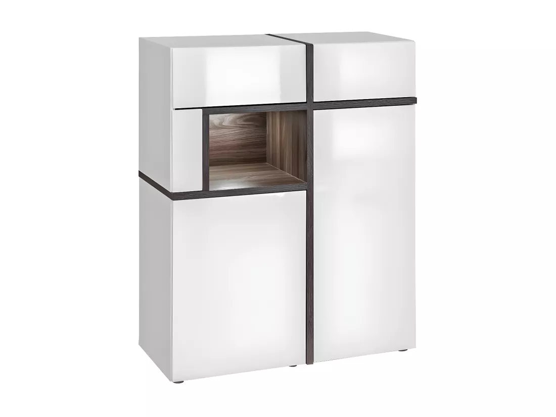 Vaisselier bas, bar CRISS + LED. Vitrine, argentier déco, moderne et design pour votre salon.