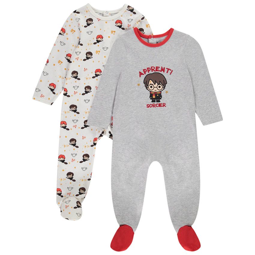 Lot de 2 dors-bien en jersey Harry Potter pour bébé garçon - Gris chiné