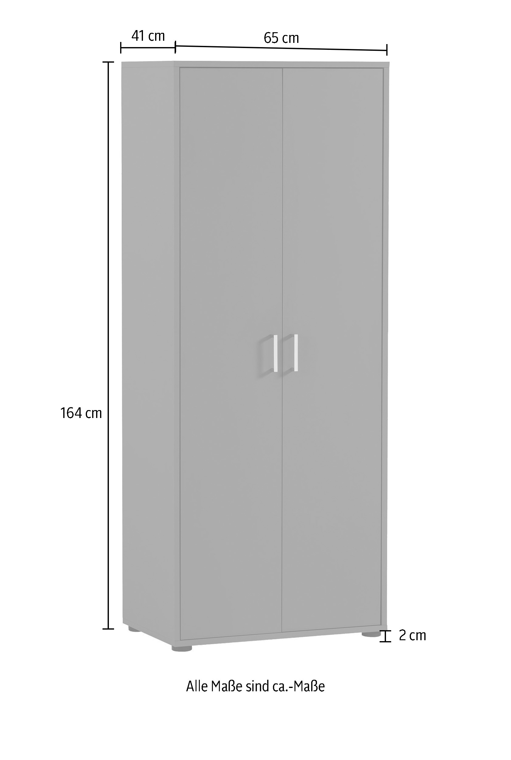 welltime Aktenschrank »Baku« Stauraumschrank, 65x163 cm, Türen mit Soft-Close-Funktion