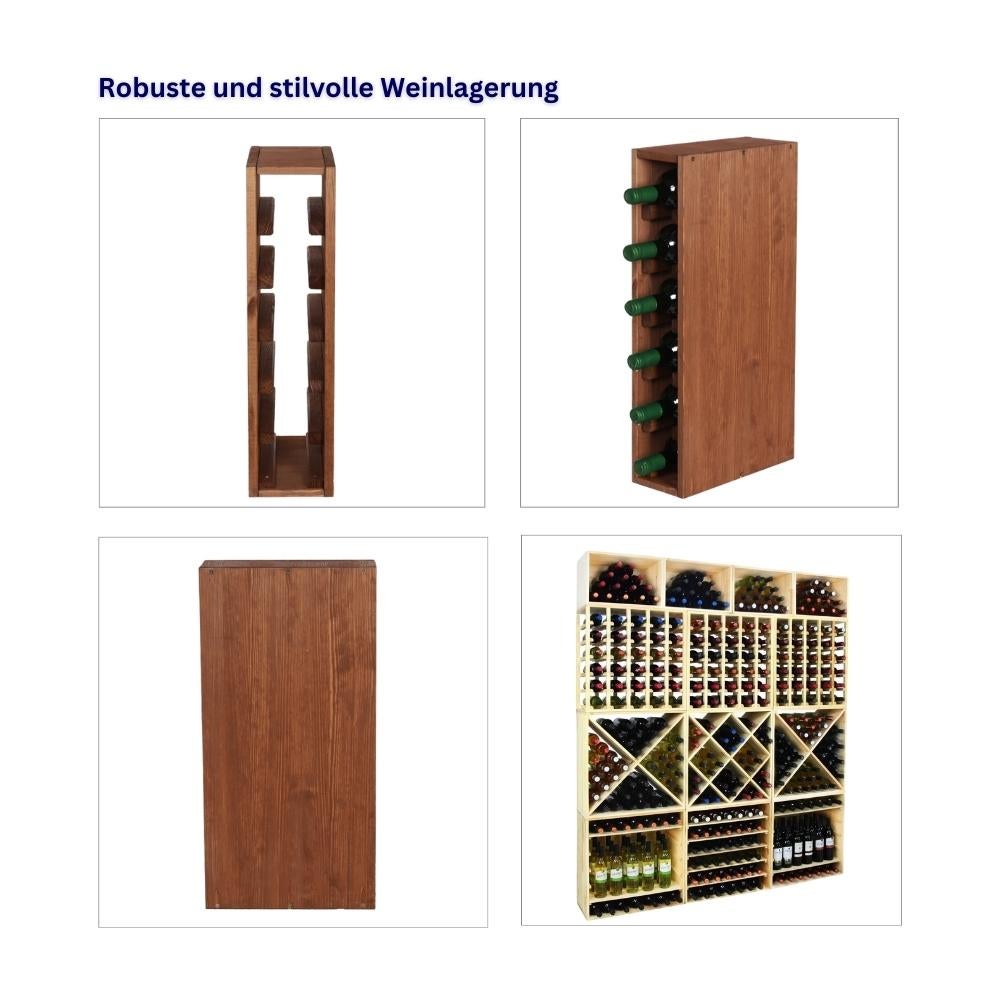 PROREGAL Modulair Wijnrek Vincellar Mod HxBxD 60 x 12 x 30 cm Smal Module Voor 6 Flessen Massief Dennenhout Bruin Geolied