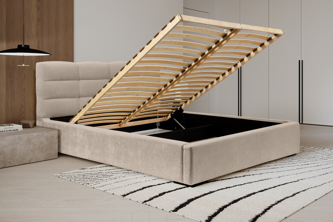 Trae Mobler Faro 140 x 200 cm Gestoffeerd Bed Beige
