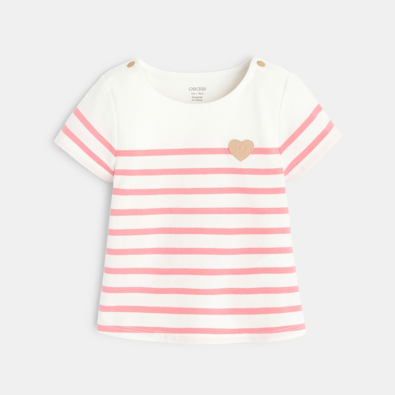 T-shirt marinière rayé rose bébé fille