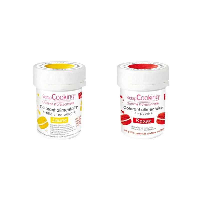 2 colorants alimentaires en poudre - rouge-jaune Scrapcooking