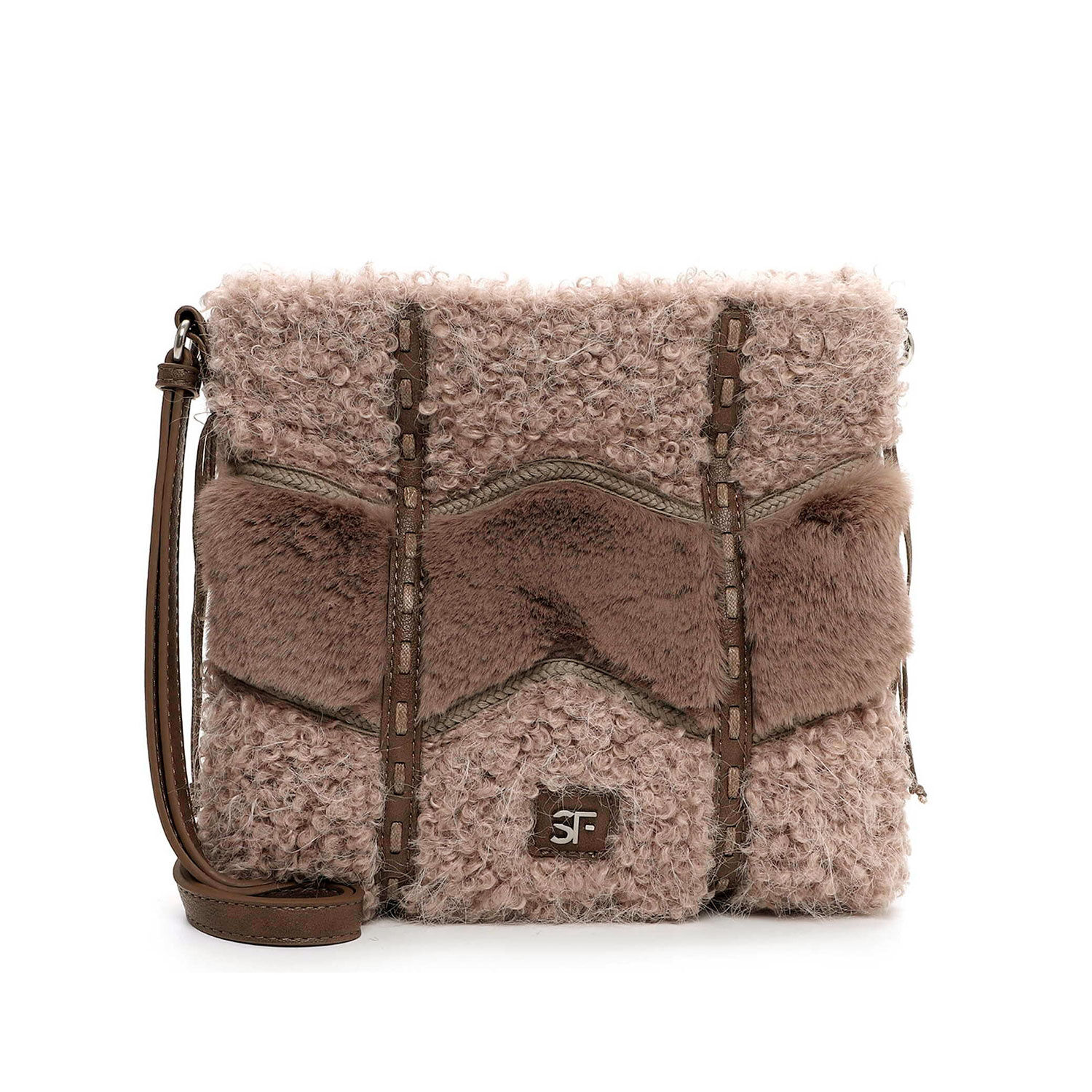Stylische Crossover Tasche mit Schaffell-Optik